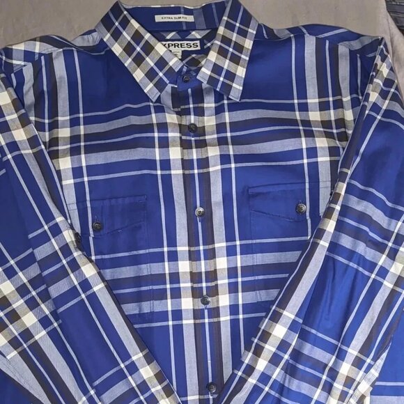 Lot of 5 Men’s XL Dress Shirts – Banana Republic & Express Plaid | Pre-Owned - Picture 2 of 6